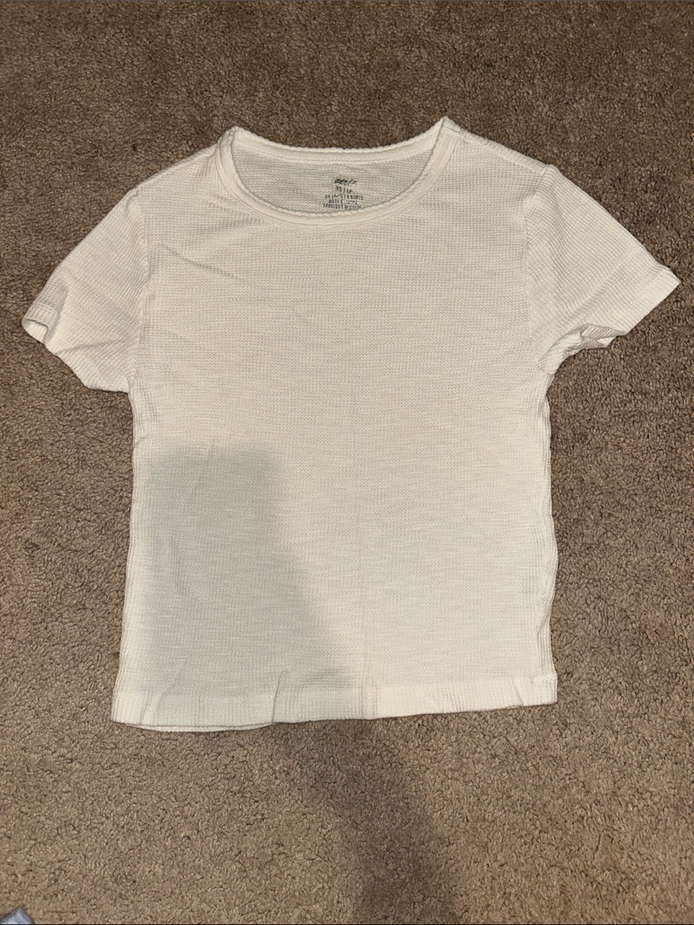 XS Aerie light cream Waffle Knit Short Sleeve Tee